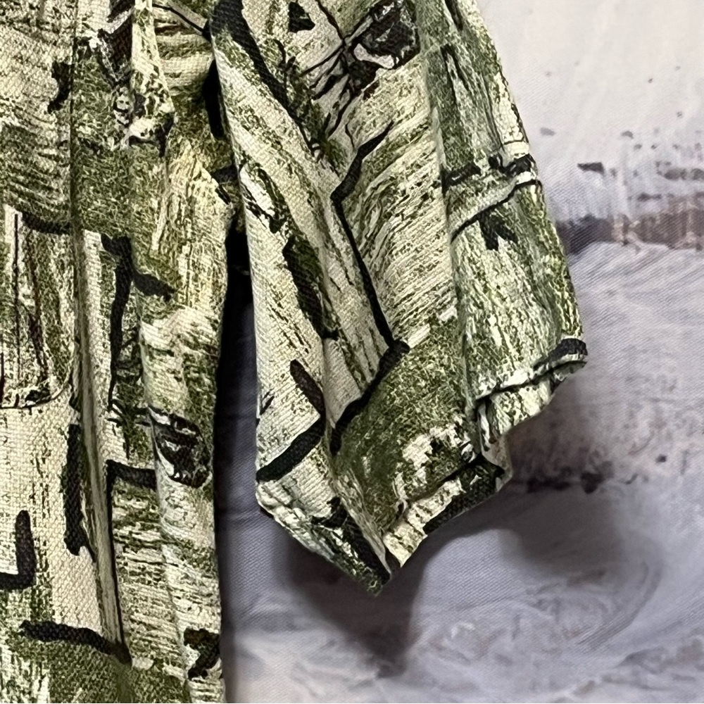 Vtg WOOLRICH Mens M Golfer Print Shirt Button Down Woven Short Sleeve Green 90s - Picture 7 of 15